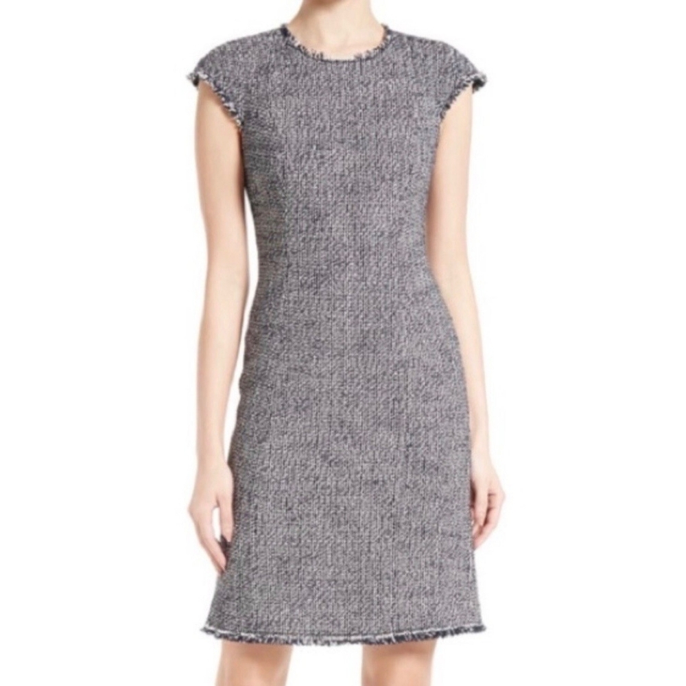Rebecca Taylor Black and White Textured Midi Dress Sz 6